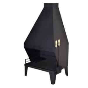 Estufa metalica frontal 70 x 50 con parrilla y accesorios.